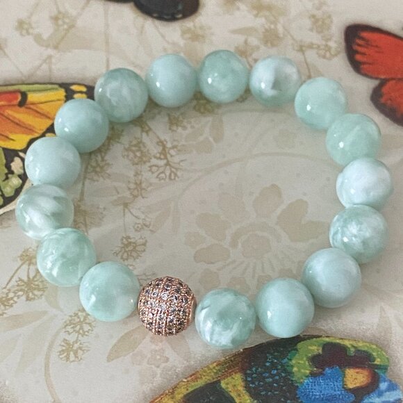 Genuine Green Moonstone Bracelet, Handmade - Picture 2 of 6